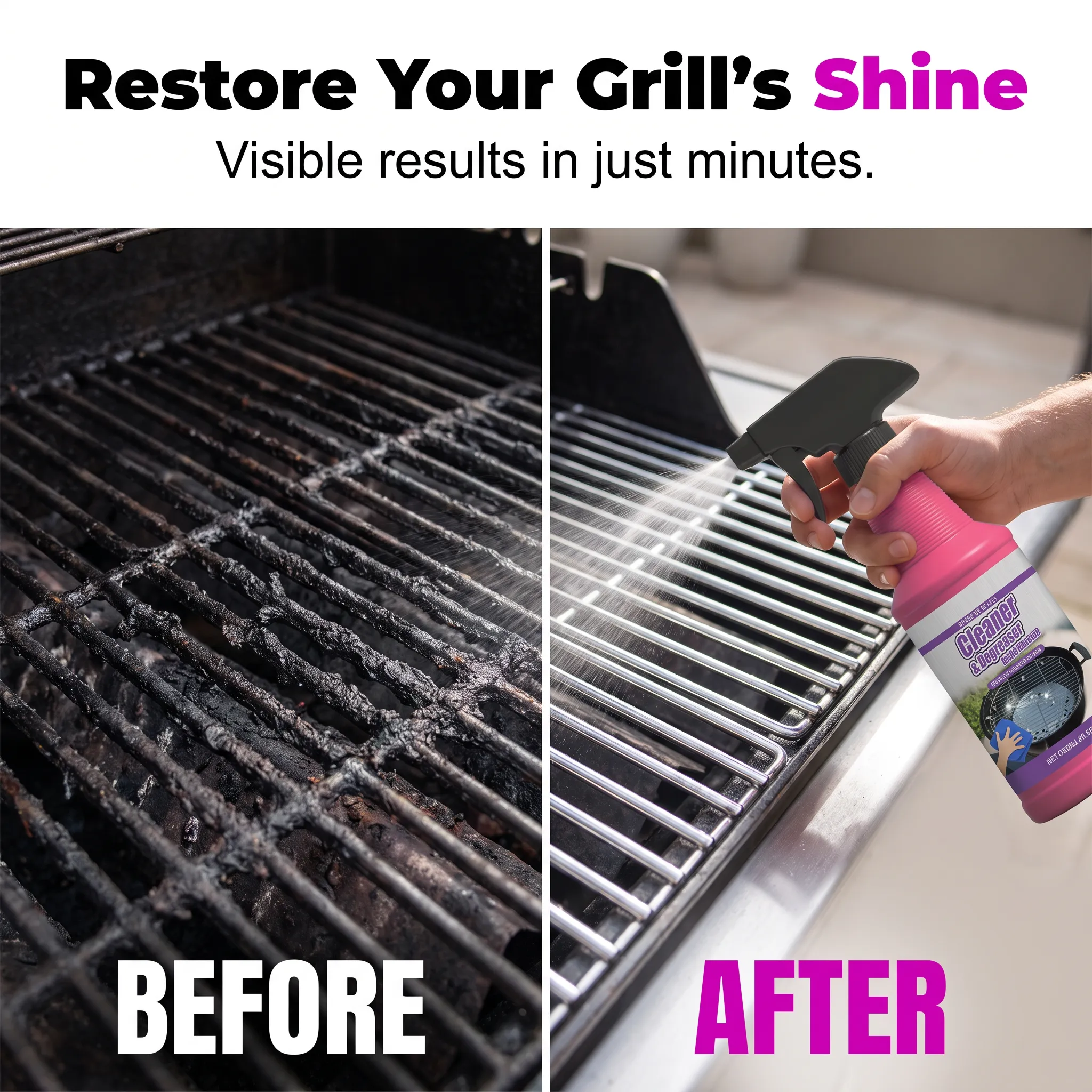 Grill cleaning result and surface appearance