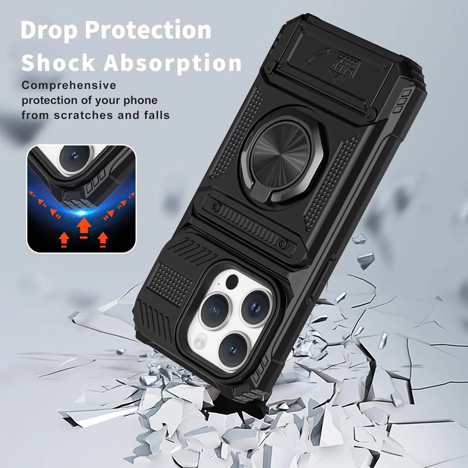 Phone Cases for iPhone 17 Pro Max 16 16E15 14 13 12 11 Pro Max Plus Wallet Case with Card Holder [Store 2 Cards] + 360° Magnetic Rotatable Ring Stand Kickstand Heavy Duty Protective Wallet Phone Case for iPhone 17 Pro for Women Men, Accessories, Protectio