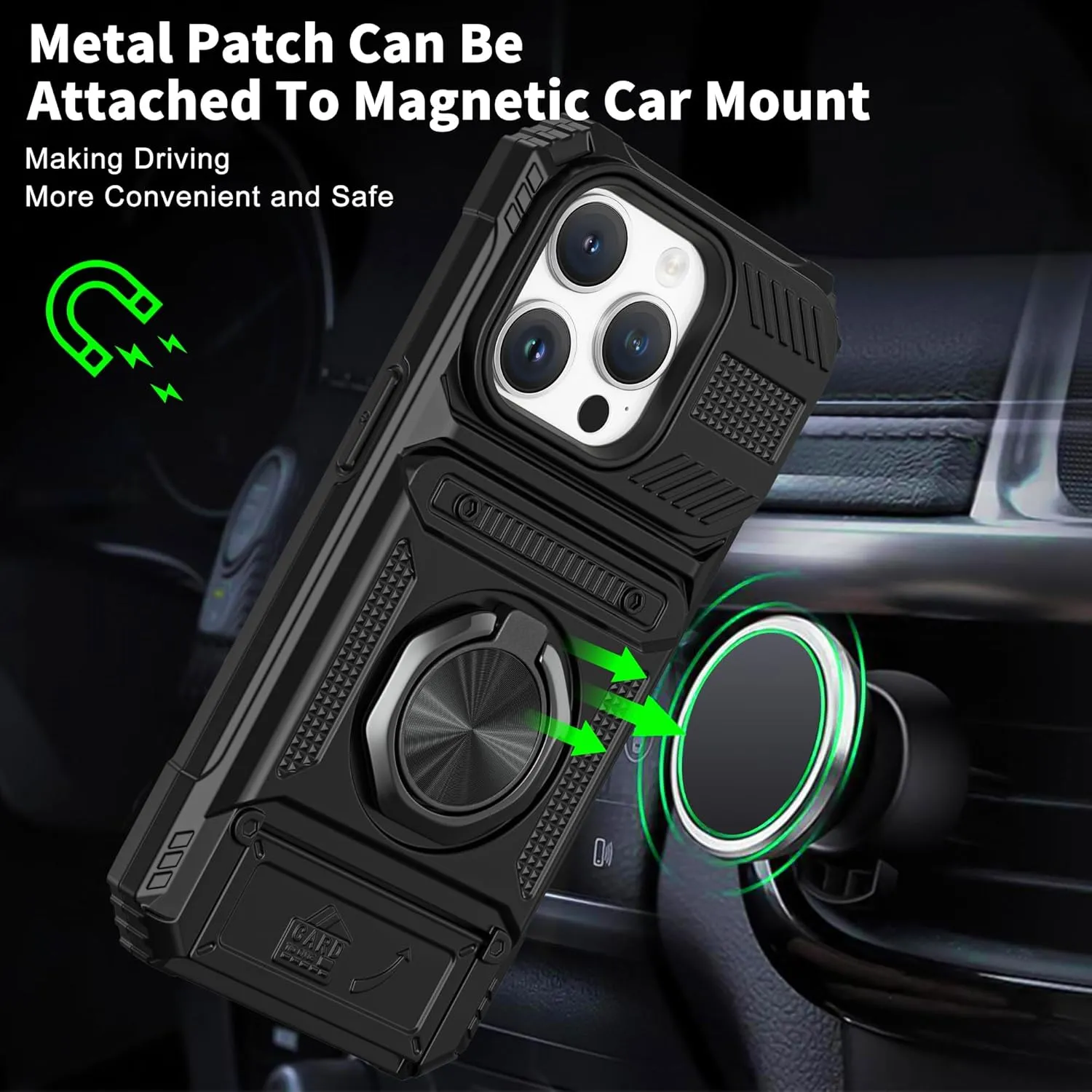 Phone Cases for iPhone 17 Pro Max 16 16E15 14 13 12 11 Pro Max Plus Wallet Case with Card Holder [Store 2 Cards] + 360° Magnetic Rotatable Ring Stand Kickstand Heavy Duty Protective Wallet Phone Case for iPhone 17 Pro for Women Men, Accessories, Protectio